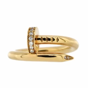 18K Yellow Gold Cartier Juste un Clou Ring and Diamonds