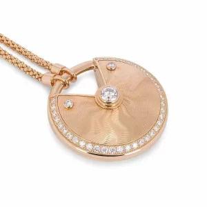 Cartier Rose Gold Guilloche Amulette De Cartier Necklace