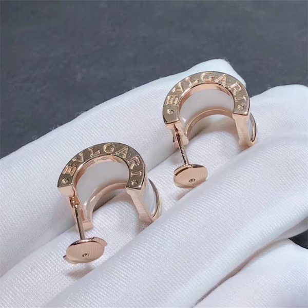 Real 18k Rose gold Bulgari B.zero1 Earrings White Ceramic