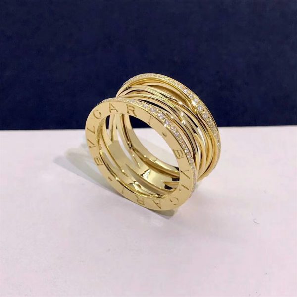 Bvlagri B.zero1 Design Legend four-band ring in 18 kt rose gold set with pavé diamonds (0.61 ct) on the edges