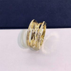 Bvlagri B.zero1 Design Legend four-band ring in 18 kt rose gold set with pavé diamonds (0.61 ct) on the edges