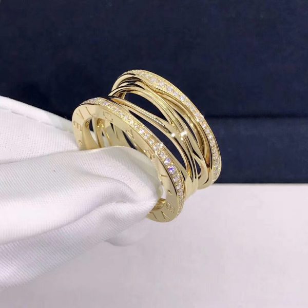 Bvlagri B.zero1 Design Legend four-band ring in 18 kt rose gold set with pavé diamonds (0.61 ct) on the edges