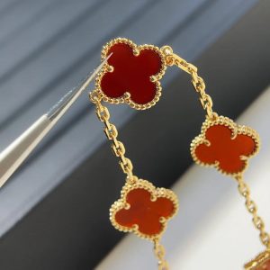 VCA-Vintage-Alhambra-Bracelet-Yellow-gold-Carnelian