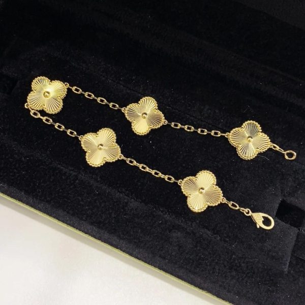 Van-Cleef-Arpels-Vintage-Alhambra-bracelet-5-motifs-guilloché-yellow-gold