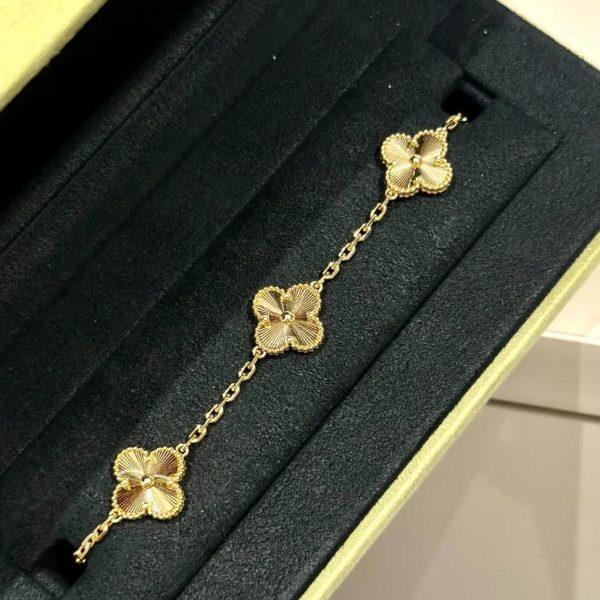 Van-Cleef-Arpels-Vintage-Alhambra-bracelet-5-motifs-guilloché-yellow-gold