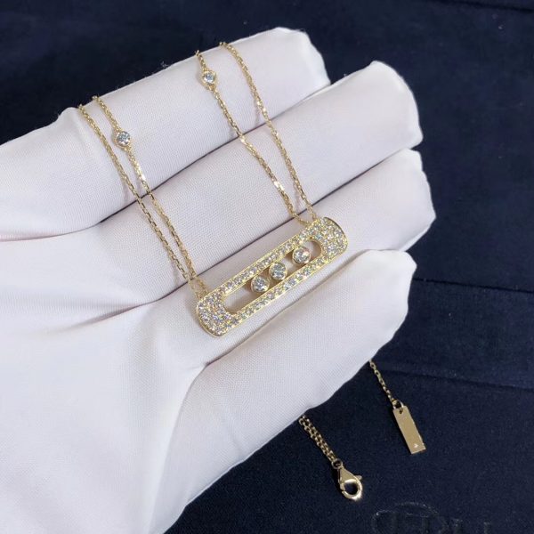Pure 18K Yellow Gold Messika Move Joaillerie pavé diamond necklace