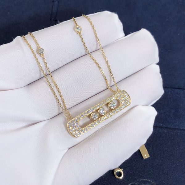 Pure 18K Yellow Gold Messika Move Joaillerie pavé diamond necklace