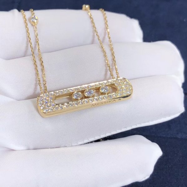 Pure 18K Yellow Gold Messika Move Joaillerie pavé diamond necklace