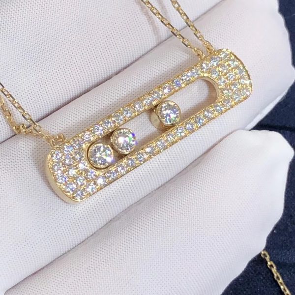 Pure 18K Yellow Gold Messika Move Joaillerie pavé diamond necklace