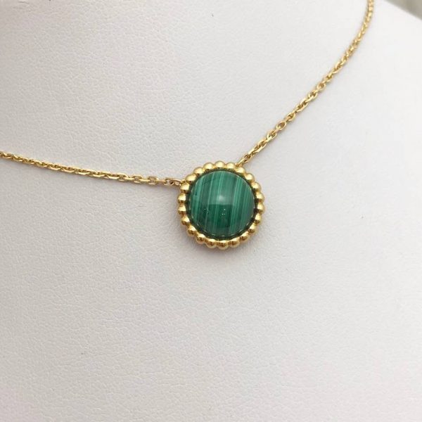 Pure 18k yellow gold Van Cleef & Arpels Perlée couleurs pendant with malachite