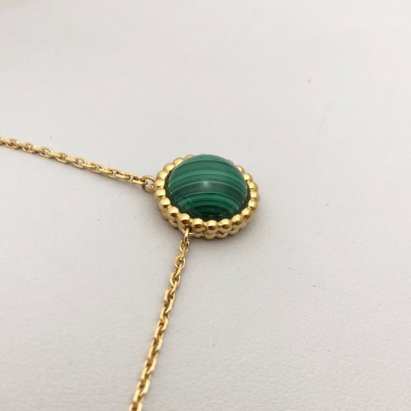 Pure 18k yellow gold Van Cleef & Arpels Perlée couleurs pendant with malachite