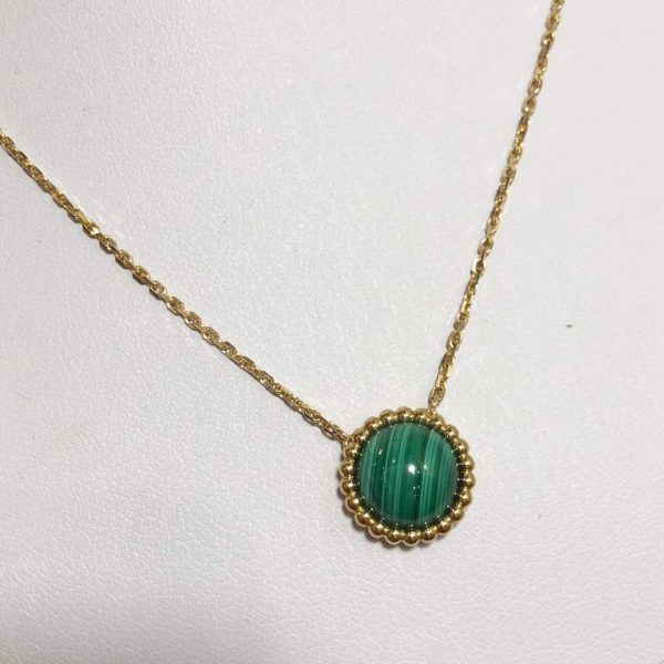 Pure 18k yellow gold Van Cleef & Arpels Perlée couleurs pendant with malachite