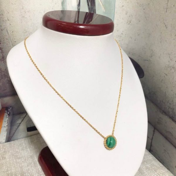 Pure 18k yellow gold Van Cleef & Arpels Perlée couleurs pendant with malachite