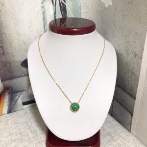 Pure 18k yellow gold Van Cleef & Arpels Perlée couleurs pendant with malachite