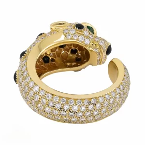 18k Gold Cartier Panthere Ring Pave Diamonds