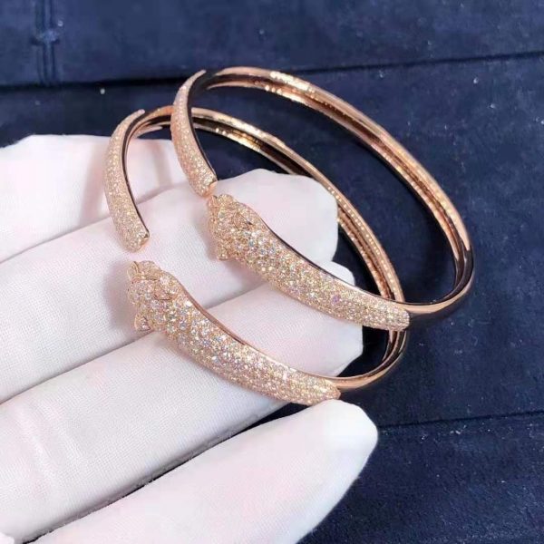 Pure 18k gold Panthère de Cartier bracelet, 18K Rose gold, onyx, emeralds, brilliant-cut diamonds