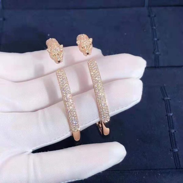 Pure 18k gold Panthère de Cartier bracelet, 18K Rose gold, onyx, emeralds, brilliant-cut diamonds