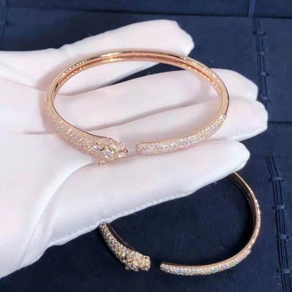 Pure 18k gold Panthère de Cartier bracelet, 18K Rose gold, onyx, emeralds, brilliant-cut diamonds