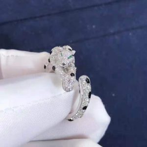Real 18k gold Panthère de Cartier ring with full diamonds