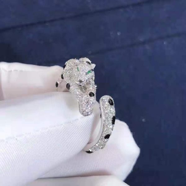 Real 18k gold Panthère de Cartier ring with full diamonds