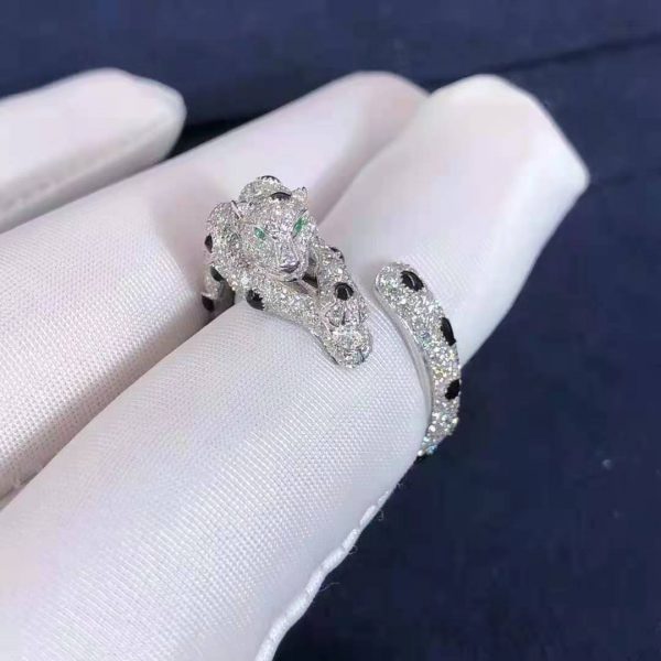 Real 18k gold Panthère de Cartier ring with full diamonds
