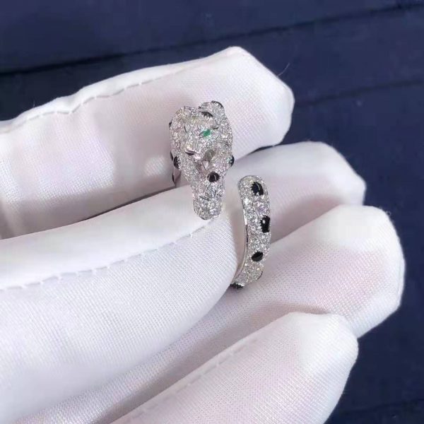 Real 18k gold Panthère de Cartier ring with full diamonds