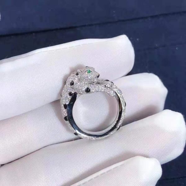 Real 18k gold Panthère de Cartier ring with full diamonds