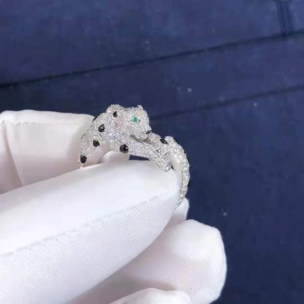 Real 18k gold Panthère de Cartier ring with full diamonds