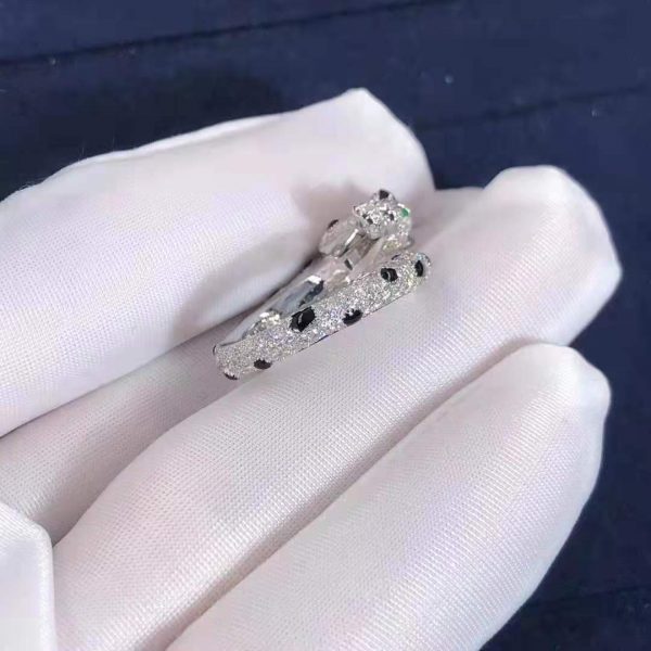 Real 18k gold Panthère de Cartier ring with full diamonds