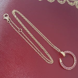 Pure 18k gold cartier juste un clou necklace with pink diamonds