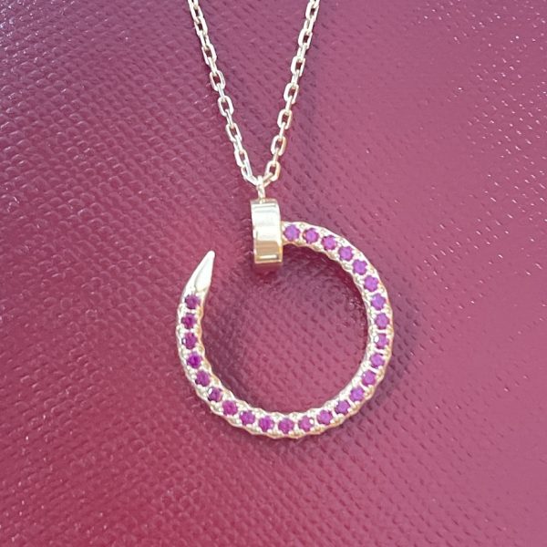 Pure 18k gold cartier juste un clou necklace with pink diamonds