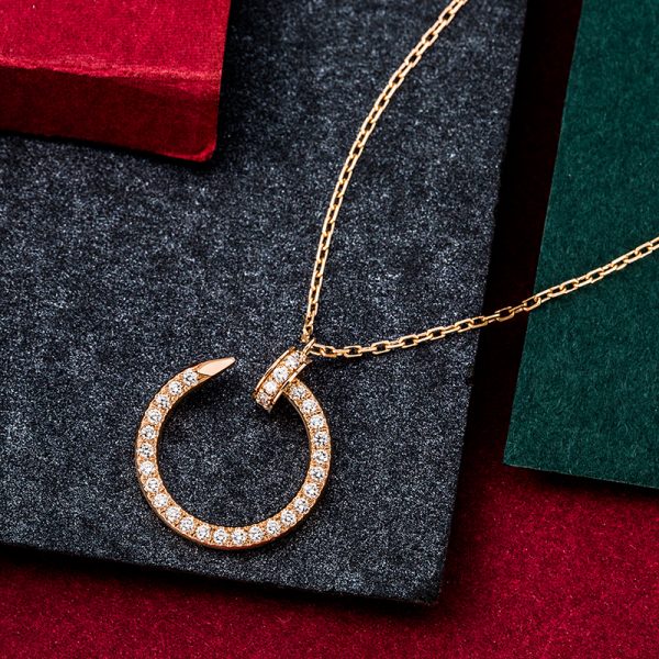 Pure 18k gold cartier nail necklace with diamonds