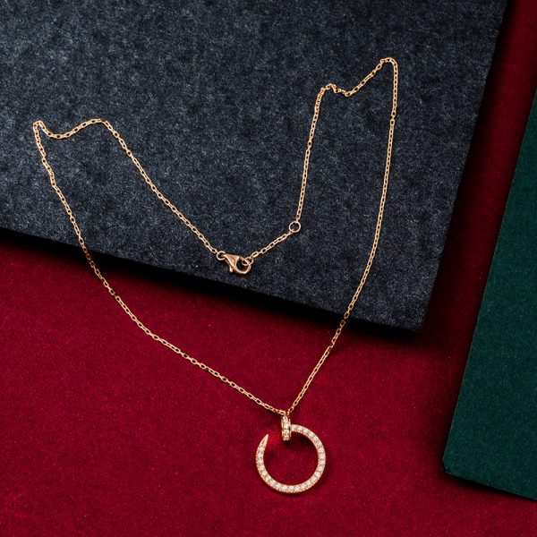 Pure 18k gold cartier nail necklace with diamonds