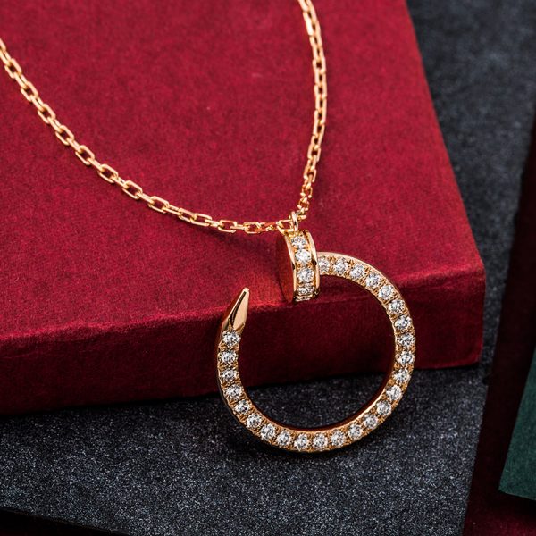 Pure 18k gold cartier nail necklace with diamonds