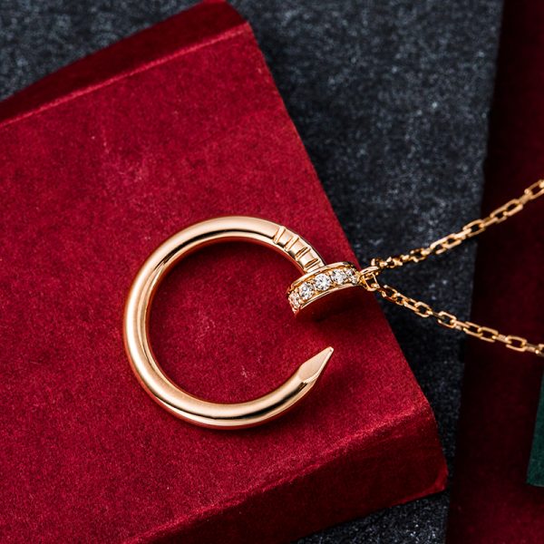 Pure 18k gold cartier nail necklace with diamonds