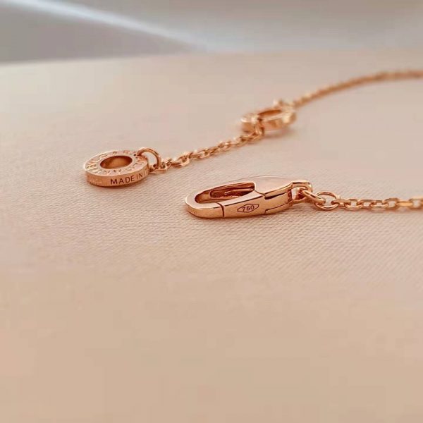 Real 18K Gold Bvlgari Diva' Dream Neckalce with Diamonds, Pink Opal.