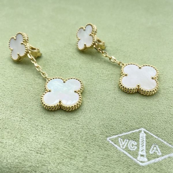 VCA Magic Alhambra Earrings, Mother of Pearls