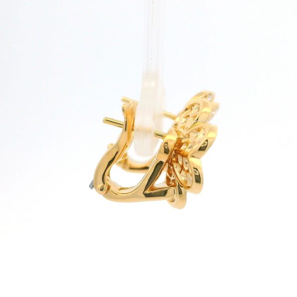 18K VCA Frivole Gold Flower Diamond Earrings