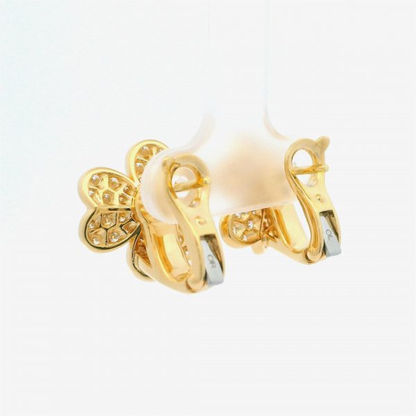 18K VCA Frivole Gold Flower Diamond Earrings