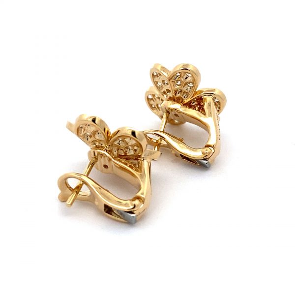18K VCA Frivole Gold Flower Diamond Earrings