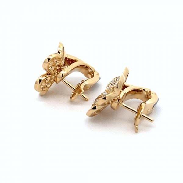 18K VCA Frivole Gold Flower Diamond Earrings