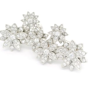 18K Van Cleef & Arpels Lady Lotus 3 Flowers Earrings