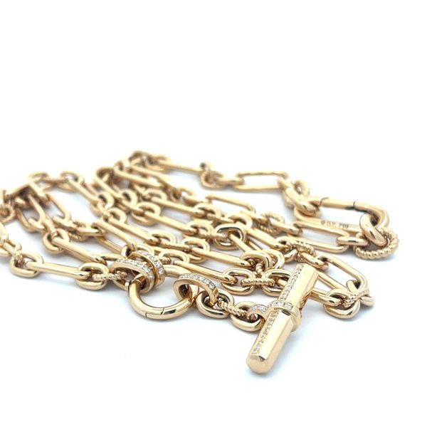 18K Yellow Gold David Yurman Lexington Pave Diamonds Chain Necklace