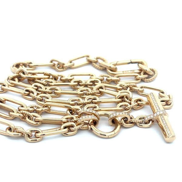 18K Yellow Gold David Yurman Lexington Pave Diamonds Chain Necklace