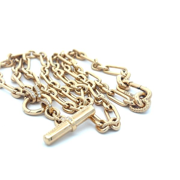 18K Yellow Gold David Yurman Lexington Pave Diamonds Chain Necklace