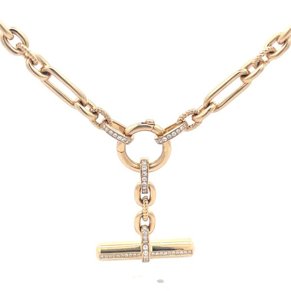 18K Yellow Gold David Yurman Lexington Pave Diamonds Chain Necklace