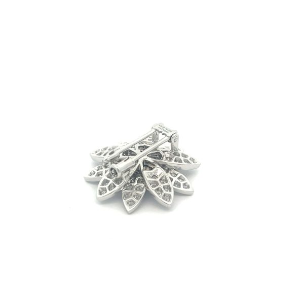 Van Cleef & Arpels Lotus White Gold Clip Pendant & Brooches