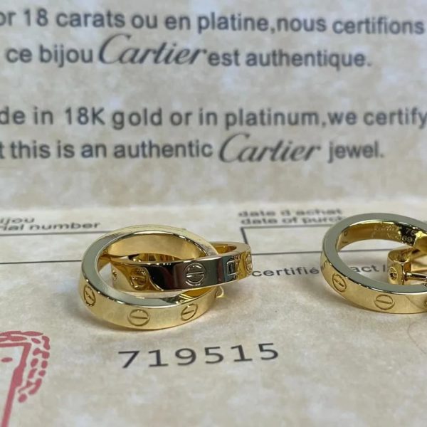 18K Gold Cartier Double Hoop Transformable Love Earrings