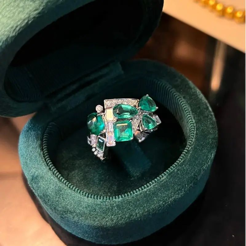 Emerald and Diamond Ring Custom