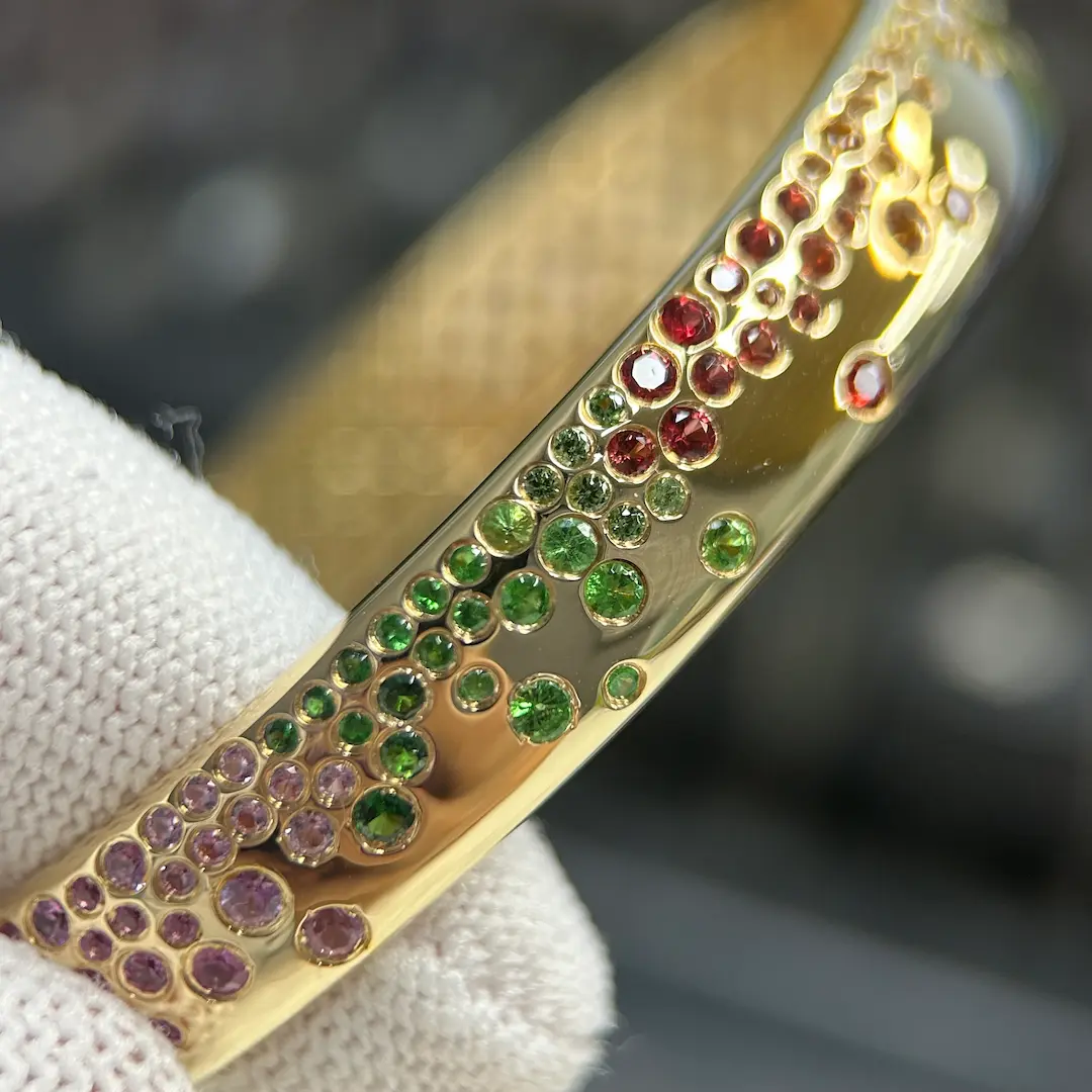 14k Yellow Gold Fancy Sapphire Bracelet 10mm Wide-01